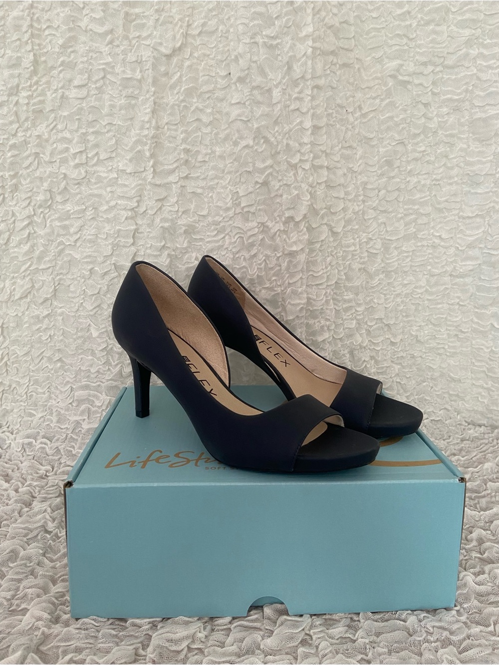 LIFESTRIDE Classic Navy Peep-Toe Heels - Women